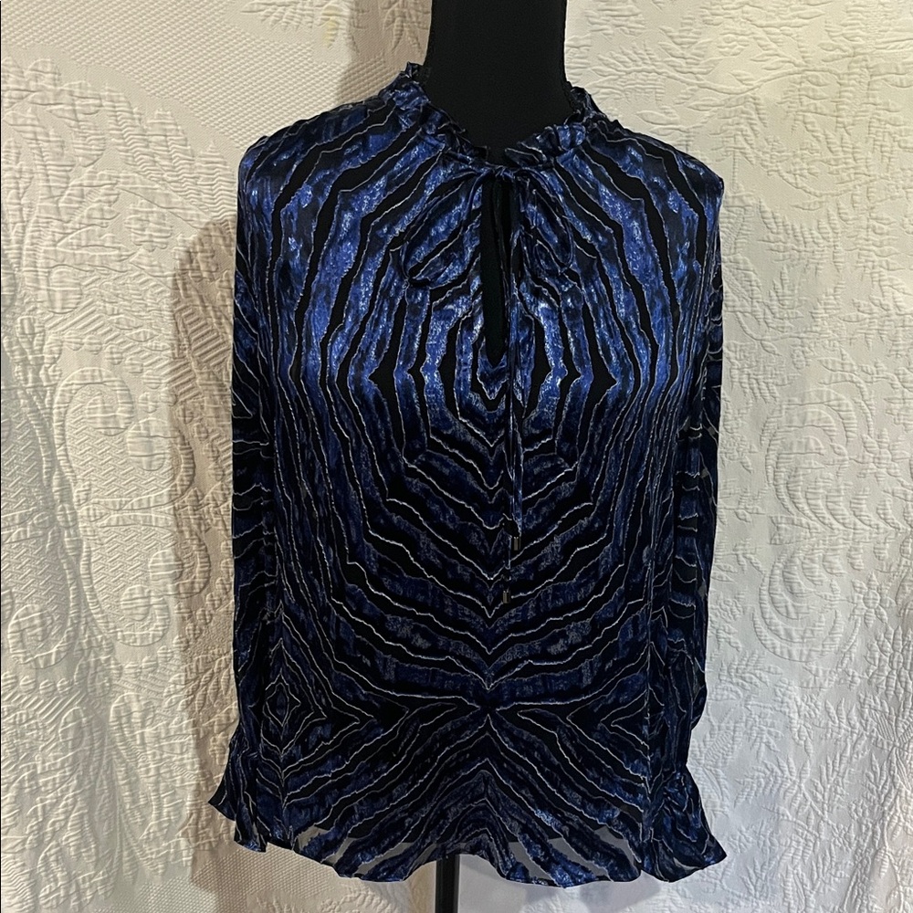 White House Black‎ Market Silk Burnout Blouse, size small, NWT